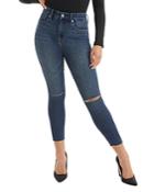Good American Good Waist Cropped Raw Edge Jeans In Blue 676