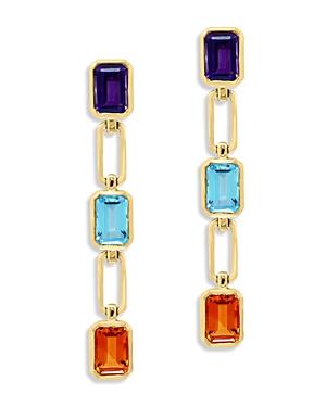 Bloomingdale's Multi Gemstone Paperclip Link Chain Drop Earrings In 14k Yellow Gold - 100% Exclusive