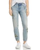 Blanknyc Embroidered Straight-leg Jeans In Green Thumb Blue