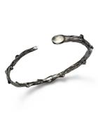 Michael Aram Sterling Silver Black Rhodium Plated Twig Bracelet With Moonstone And Diamond Detail