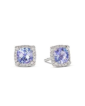 David Yurman 18k White Gold Petite Chatelaine Tanzanite & Diamond Stud Earrings