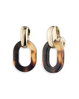 Lauren Ralph Lauren Tortoise Oval Link Clip On Drop Earrings
