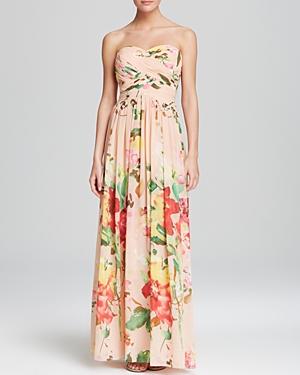 Js Collections Gown - Strapless Floral Print