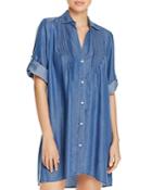 Tommy Bahama Chambray Pintucked Tunic Swim Cover-up