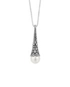 John Hardy Dot Sterling Silver Diamond Pave Long Drop Pendant Necklace With Cultured Freshwater Pearl, 16