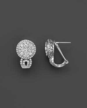 Diamond Cluster Earrings In 14k White Gold, 1.50 Ct. T.w.