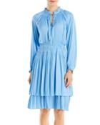 T Tahari Smocked Satin Dress