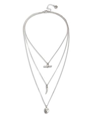 Allsaints Organic Bead & Horn Pendant Layered Necklace, 16, 20, 25