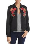 Cupio Floral Embroidered Bomber Jacket