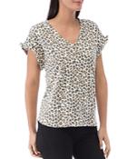 B Collection By Bobeau Adrianna Animal-print French Terry Top