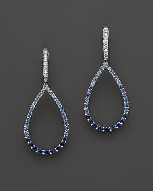 Sapphire And Diamond Ombre Teardrop Earrings In 14k White Gold