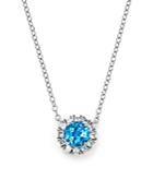 Bloomingdale's Swiss Blue Topaz & Diamond Pendant Necklace In 14k White Gold, 16 - 100% Exclusive