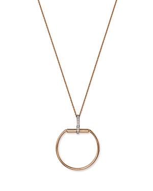 Roberto Coin 18k Rose Gold Classica Parisienne Diamond Circle Pendant Necklace, 16-18