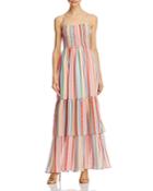 Jack By Bb Dakota Rainbow-stripe Smocked Maxi Dress