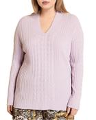 Marina Rinaldi Abetaia Mixed Knit V-neck Sweater