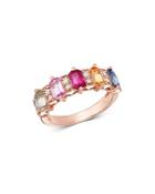 Bloomingdale's Multi-sapphire & Diamond Band In 14k Rose Gold - 100% Exclusive
