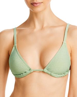 Peony Metallic Triangle Bikini Top
