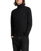 Allsaints Mode Merino Wool Embroidered Logo Slim Fit Turtleneck Sweater