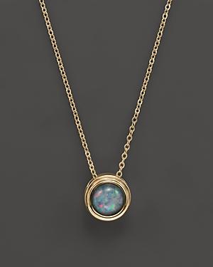 Black Opal Bezel Set Pendant Necklace In 14k Yellow Gold, 17