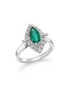 Bloomingdale's Emerald Marquise & Diamond Statement Ring In 14k White Gold - 100% Exclusive