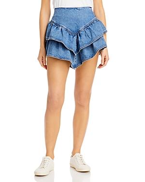 Blanknyc Drop Waist Tiered Denim Mini Skirt