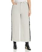 Marina Rinaldi Radiale Frayed Wide-leg Ankle Jeans In White