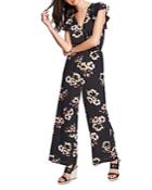1.state Ruffled-sleeve Floral-print Jumpsuit