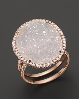 Meira T 14k Rose Gold Druzy Ring With Diamonds