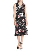 Calvin Klein Paneled Floral Print Sleeveless Dress