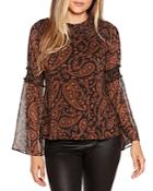 Belldini Paisley Print Bell Sleeve Top