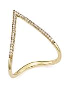 Diamond Pave Chevron Ring In 14k Yellow Gold, .15 Ct. T.w. - 100% Exclusive