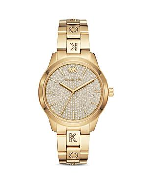 Michael Kors Runway Embellished Gold-tone Link Bracelet Watch, 38mm