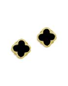 Bloomingdale's Onyx Clover Stud Earrings In 14k Yellow Gold - 100% Exclusive