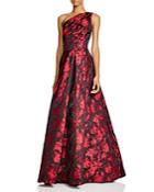 Carmen Marc Valvo Infusion One-shoulder Printed Gown