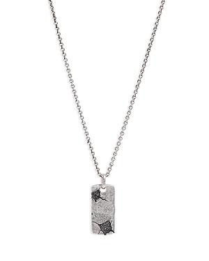 John Varvatos Men's Sterling Silver Crack Black Diamond Dog Tag Pendant Necklace, 24