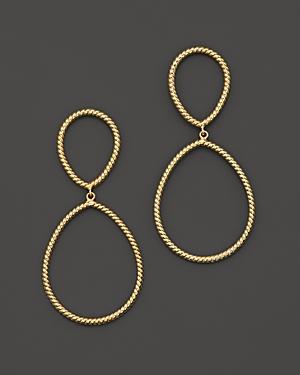 14k Yellow Gold Double Pear Shape Twist Drop Earrings