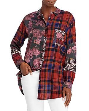 Johnny Was Mulberry Rose Print Cotton Shirt