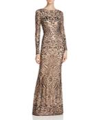 Avery G Long-sleeve Sequin Gown