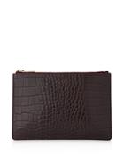Whistles Small Shiny Croc-embossed Clutch