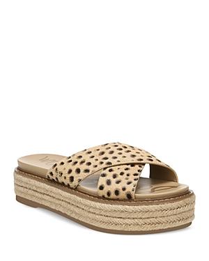 Sam Edelman Women's Korina Printed Calf Hair Crossover Espadrille Platform Sandals