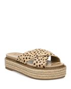 Sam Edelman Women's Korina Printed Calf Hair Crossover Espadrille Platform Sandals