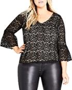 City Chic Plus Mystic Bell-sleeve Lace Top
