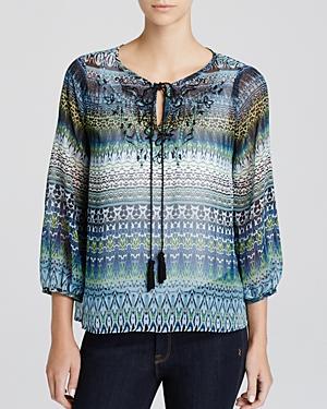 Status By Chenault Sheer Printed Blouse