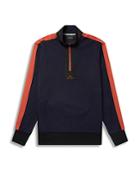 Ps Paul Smith Cotton & Nylon Mix Media Color Blocked Regular Fit Quarter Zip Mock Neck Sweatshirt