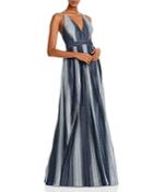 Aqua Striped Lurex Gown - 100% Exclusive