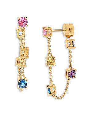 Kurt Geiger London Multicolor Crystal & Chain Front To Back Earrings