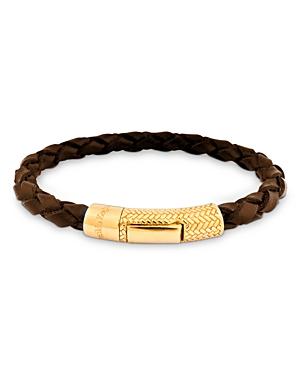 Zegna Herringbone Click Leather Bracelet