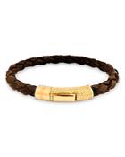 Zegna Herringbone Click Leather Bracelet