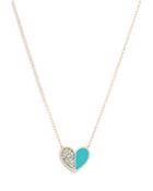 Adina Reyter 14k Yellow Gold Diamond & Turquoise Ceramic Heart Pendant Necklace, 16