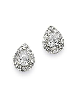 Bloomingdale's Diamond Pear Halo Stud Earrings In 14k White Gold, 0.65 Ct. T.w. - 100% Exclusive